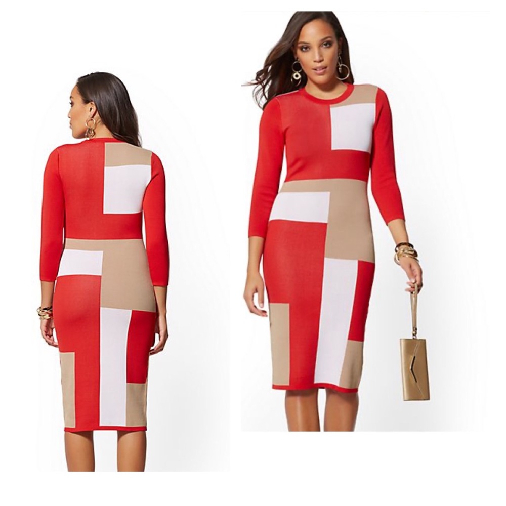 Colorblock Sweater Sheath Dress